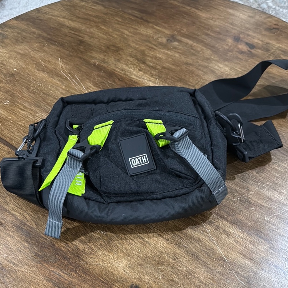 OATH Black and Neon Green Crossbody Bag